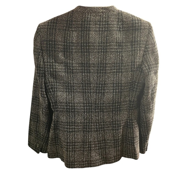 A-K-R-I-S ~ Women’s Tweed Wool Button Down Checkered Blazer with Pockets - Picture 3 of 10